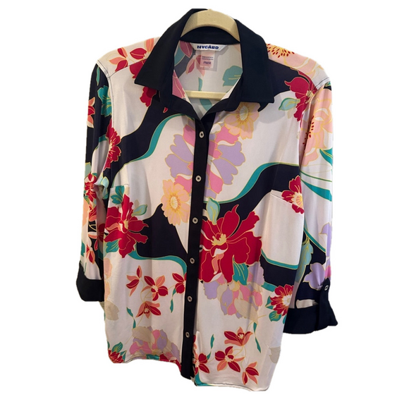Peter Nygard Tops - NYGARD Floral Blouse White Women's PM/M